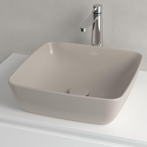Villeroy & Boch Artis opzetwastafel - 41cm vierkant - zonder kraangat CeramicPlus - almond (beige) SW1387013
