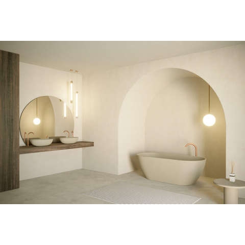 Riho Bilbao Baignoire îlot - 170x80cm - solid surface - Pebble Grey (Beige) SW956601