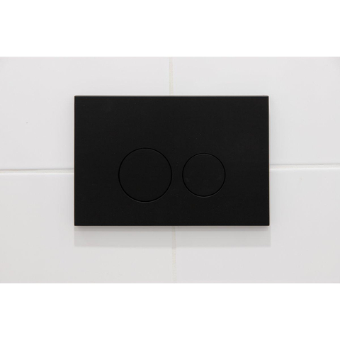 QeramiQ Dely Swirl Ensemble WC- 36,3x51,7 cm - Réservoir encastré Geberit UP320 - Abattant fin - Plaque de commande noire mate - Boutons ronds - Blanc brillant SW1126088