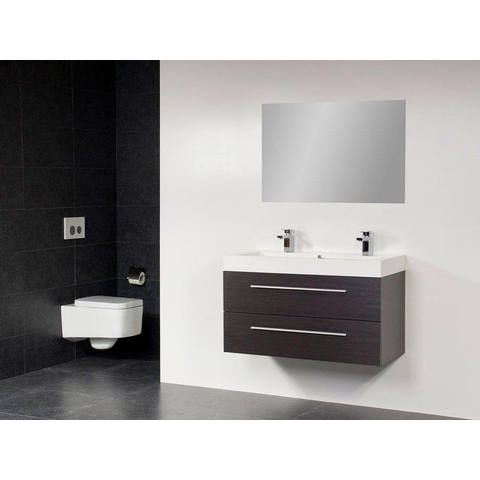 Saniclass Florence Meuble salle de bain avec miroir 100x47cm 2 trous pour robinetterie Black Wood SW6804