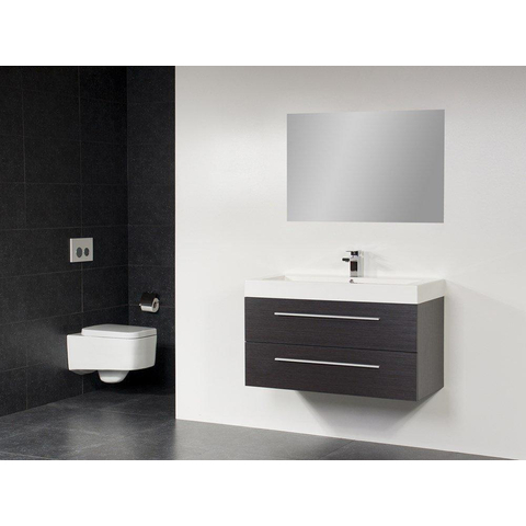 Saniclass Florence Meuble salle de bain avec miroir 100x47cm 1 trou pour robinetterie Black Wood SW6803