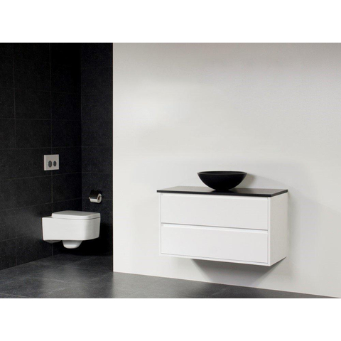 Saniclass New Future Corestone13 vasque à poser noir meuble 100cm Blanc brillant sans miroir SW17793