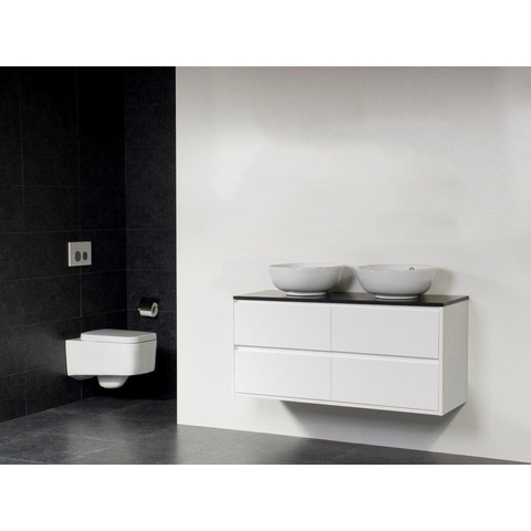 Saniclass New Future Corestone13 meuble sans miroir Blanc brillant 120cm vasque à poser Noir SW17799