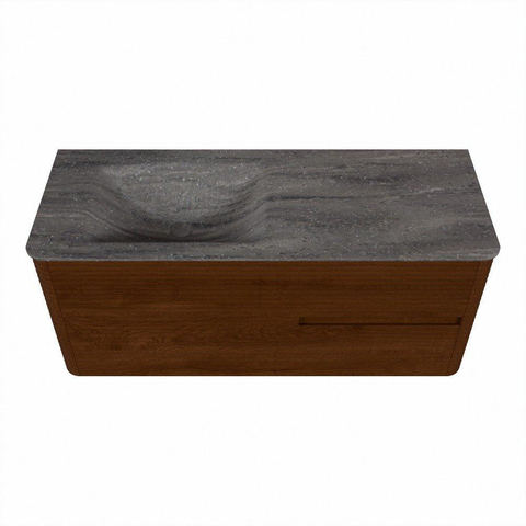 Mondiaz CIRO-DLUX Meuble de salle de bains - 120x45x50cm - Plan vasque solid surface Oza - 1 vasque à gauche - 1 trou de robinet - 2 tiroirs - Ruby SW1531975