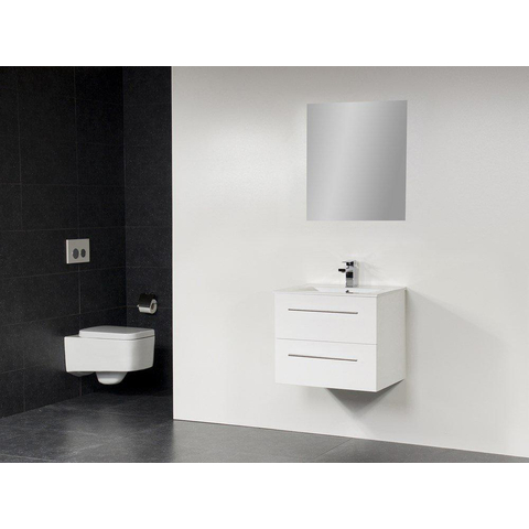 Saniclass Exclusive Line Kera Meuble salle de bain avec miroir 60cm 1 trou pour robinetterie Blanc SW739