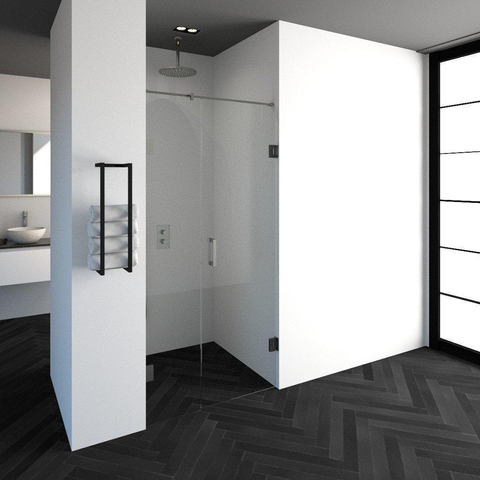 BRAUER Void porte de niche 2 parties verre clair 100x200 réversible avec porte battante 60 au mur incl. traitement anticalcaire du verre PVD coloris inox SW223759