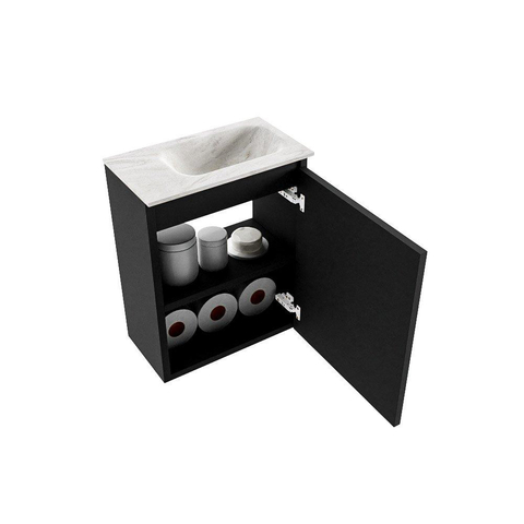 MONDIAZ TURE-DLUX Meuble de toilette 40 cm Urban. Lavabo EDEN Ostra position à droite. Sans trou de robinet. SW1104657