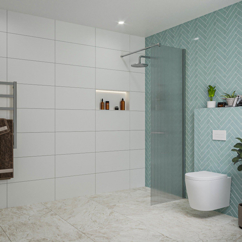 Fortifura Galeria inloopdouche - 60x200cm - ribbelglas - wandarm - hoogglans chroom SW876949