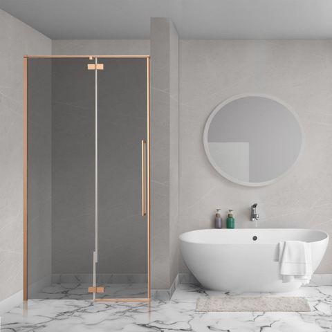 Aqua Vista Oria Linea porte de niche - 90x200cm - incl. kit de montage - verre fumé - cuivre brossé SW1428262