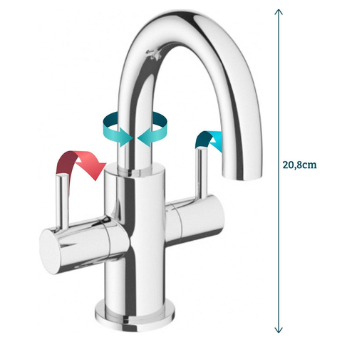 Crosswater MPRO Mike Pro wastafelkraan - 20.8cm - met uitloop - 11cm - zonder waste - hoogglans chroom SW31191