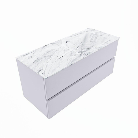 MONDIAZ VICA-DLUX Ensemble meuble de salle de bains - 110cm - meuble bas Cale - 2 tiroirs - vasque encastrée Cloud droite - 1 trou de robinet - version haute 60cm - Glace SW1088315