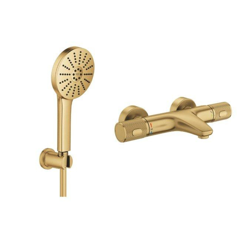 Grohe Vitalio Joy Badset - 175cm handdouche - 3 straalsoorten - thermostaatkraan - Cool Sunrise geborsteld SW1576447