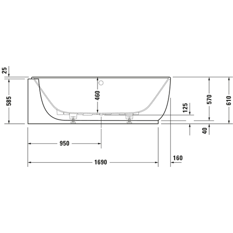 Duravit Luv Bad ovaal - 185x95cm hoek links - met paneel - mat wit SW228001