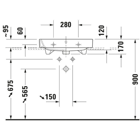 Duravit Happy D.2 Meubelwastafel - 60x50.5cm - met 1 kraangat - met overloop - wit SW223290