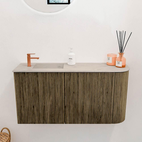 Mondiaz JOYA-DLUX 81.6cm toiletmeubel - ronding rechts kleur Dusk - Wastafel FAYE positie Links 1 kraangat kleur Opalo. SW1423355