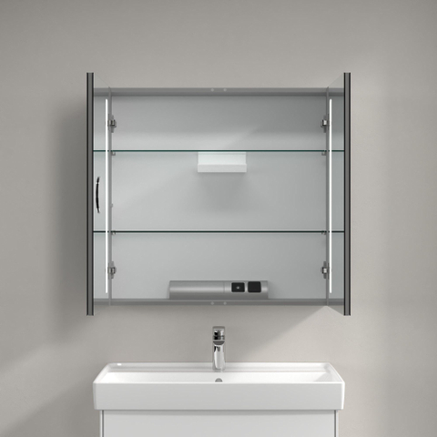 Villeroy & Boch my view 14 My view spiegelkast - 80x75cm - 2 deuren en led verlichting - zilver 1024980