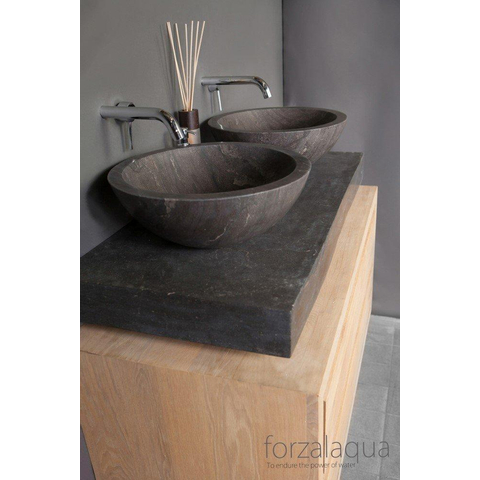 Forzalaqua Roma Vasque 40x40x15cm Ronde Pierre naturelle Pierre bleue adoucie FO100001