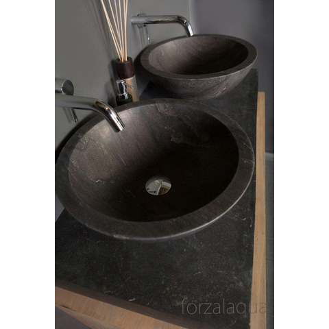 Forzalaqua Roma Vasque 40x40x15cm Ronde Pierre naturelle Pierre bleue adoucie FO100001