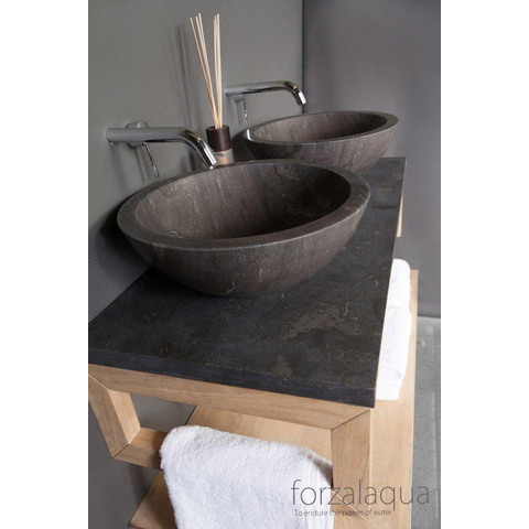 Forzalaqua Roma Vasque 40x40x15cm Ronde Pierre naturelle Pierre bleue adoucie FO100001