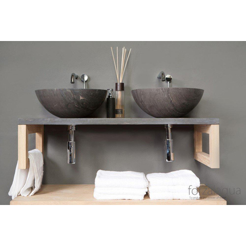 Forzalaqua Roma Vasque 40x40x15cm Ronde Pierre naturelle Pierre bleue adoucie FO100001