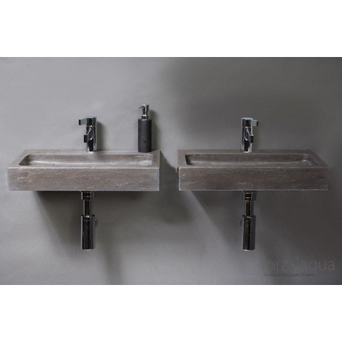 Forzalaqua Taranto lavabo - 50x30x8cm - 1 trou de robinet - pierre bleue adouci (noir) FO100047