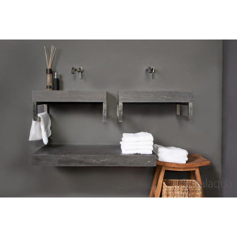 Forzalaqua Palermo wastafel - 60x40x9cm - zonder kraangat - gezoet hardsteen (zwart) FO100070