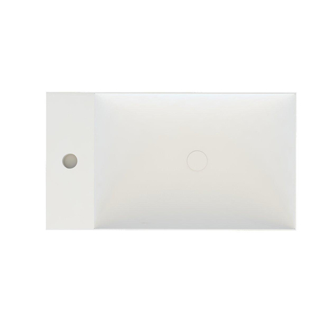Arcqua Marble lave-mains – 40 x 22 x 54,5 cm – marbre blanc mat – sans robinet – cadre chêne naturel, sans trop-plein SW909590