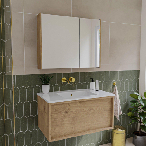Saniclass Holz Pure spiegelkast – 80x63x16 cm – Eiken natural SW1448801