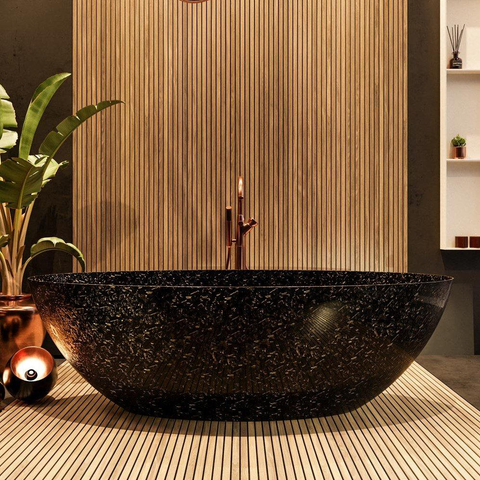 Mondiaz FLOAT CARBON FIBRE baignoire îlot - 170x80cm - flocons de fibre de carbone SW1080003