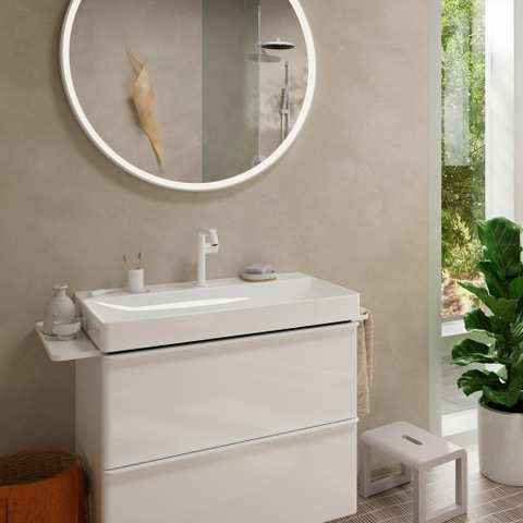 Hansgrohe Tecturis s 1 greeps wastafelkraan - 150 Fine - coolstart - met PushOpen - waste set - mat wit SW918701