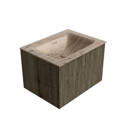 MONDIAZ KURVE-DLUX 60cm badmeubel kleur Shadow met 1 lade en 0 deuren. Wastafel CLOUD Midden 1 kraangat Arena. SW1431282