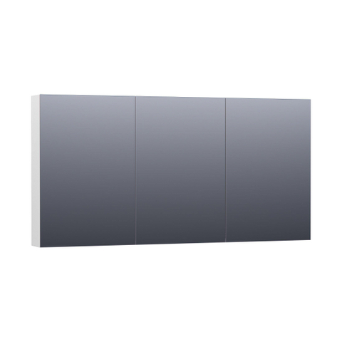 Saniclass Dual Spiegelkast - 140x70x15cm - verlichting - geintegreerd - 3 links- rechtsdraaiende spiegeldeur - MDF - hoogglans wit SW242141