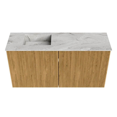 Mondiaz JOYA-DLUX 80cm meuble de salle de bains - couleur Chêne - Vasque FAYE position Gauche Sans trou de robinet couleur Glace. SW1421990