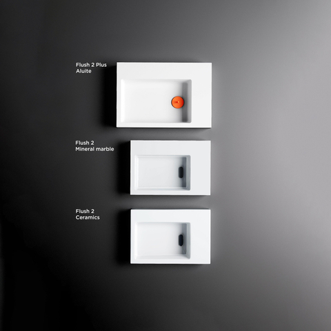 Clou Flush 2 fontein 36x9x24.5cm voorbewerkt kraangat mineraalsteen Wit- licht beschadigd- OUTLETSTORE STORE44678