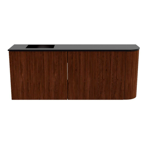 Mondiaz JOYA 101.6cm meuble de salle de bains - arrondi droit couleur Ruby - Vasque FAYE position Gauche Sans trou de robinet couleur Urban. SW1421834