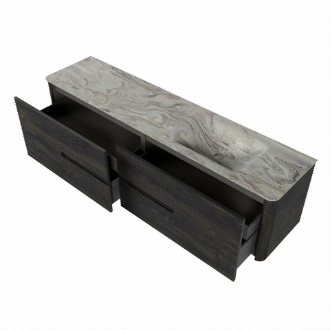 Mondiaz CIRO-DLUX Badkamermeubelset - 190x45x50cm - Solid surface wastafel Glace - 1 wasbak Rechts - zonder kraangaten - 4 lades - Shadow SW1532243