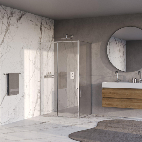 BRAUER Galactic Douchecabine - 120x90x200cm - met schuifdeur - helder glas - omkeerbaar - incl. glascoating - chroom SW1581002