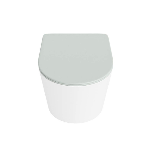 Mondiaz LAVIE hangtoilet – spoelrandloos – 36 x 53 cm – met softclose zitting – Talc (wit), zitting Greey (lichtgroen/grijs) SW1208630