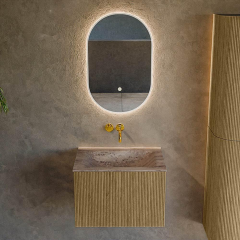 MONDIAZ KURVE-DLUX Meuble de salle de bains 60cm couleur Dusk avec 1 tiroir et 0 porte. Vasque CLOUD Centrale sans trou de robinet Oza. SW1432950