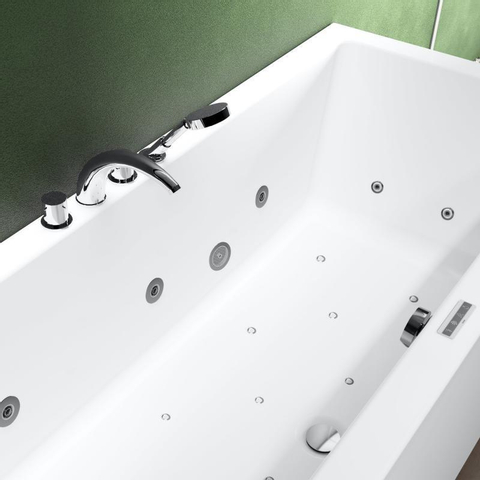 Riho Easypool 3.1 Lusso baignoire balnéo droite 180x80cm hydro 6+4+2 aéro 11 colour haut-parleur touch commande incluse pieds et bonde blanc SW699387