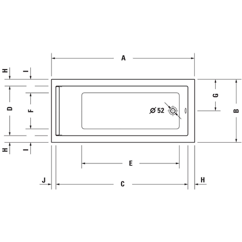 Duravit Starck Baignoire encastrable rectangulaire 150x70x46cm acrylique Blanc 0297568