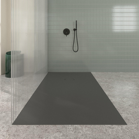 Villeroy & Boch Ecora douchebak - 180x100x4.5cm - afvoer korte zijde - anthracite (antraciet) SW1558937