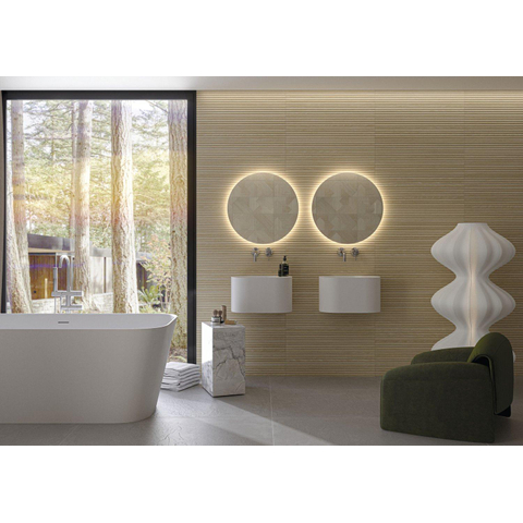 ÉCHANTILLON Terravito Bevella carreau mural - 30x75cm - rectifié - Aspect bois - Chêne mat (brun) SW1130675