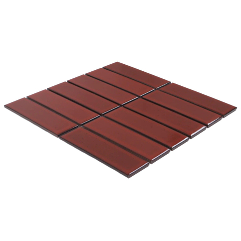 The Mosaic Factory Barcelona mozaïektegel - 29x29cm - 6.5mm - rechthoek - glans deep burgundy (rood) SW1604103