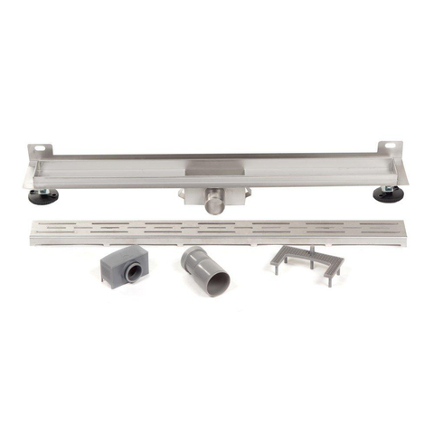 BRAUER Caniveau de douche - cadre d'étanchéité - 100x7x6.7cm - à fond creux - sortie latérale - inox SW6707
