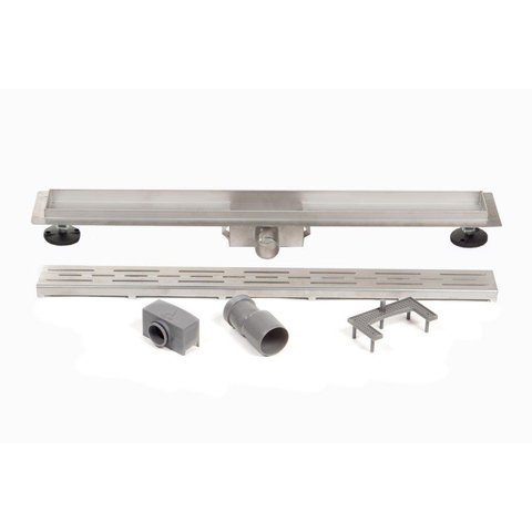Xellanz Eco douchegoot met flens 100x7x6.7cm ondiep met zijuitloop RVS OUTLETSTORE STORE37743