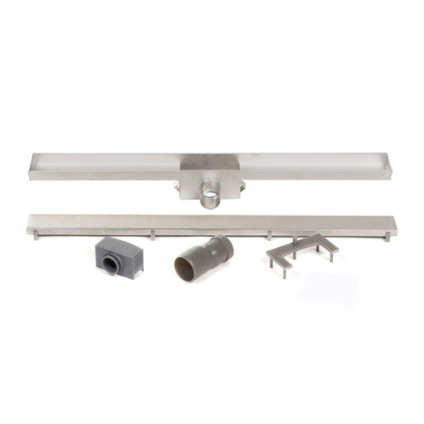 BRAUER Caniveau de douche - sans cadre - 60x7x6.7cm - à fond creux - sortie latérale - inox SW20636