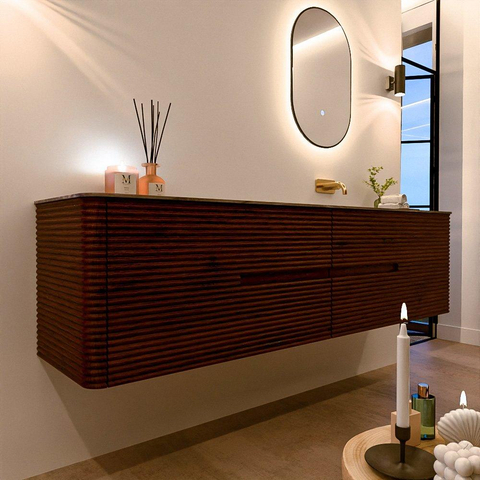 Mondiaz CIRO-DLUX Badkamermeubelset - 190x45x50cm - Solid surface wastafel Sombra - 1 wasbak Rechts - zonder kraangaten - 4 lades - Ruby SW1532251