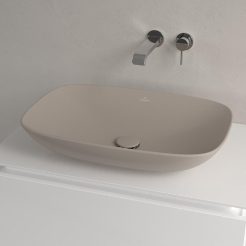 Villeroy & Boch Loop & Friends opzetwastafel - 62x42cm - zonder kraangat - zonder overloop CeramicPlus - mat almond (beige) SW644165