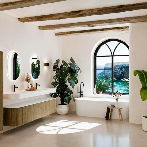 MONDIAZ THOR 200cm meuble de salle de bains arrondi gauche + droite couleur Dusk avec 2 tiroirs et 2 portes. Vasque suspendue CLOUD Double 2 trous de robinet couleur Talc. SW1466837